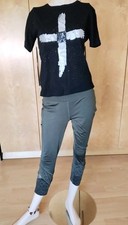 Ergee Fitness Damen Sport Hose Größe 38/40 dreiviertel lang olive (grün) schwarz