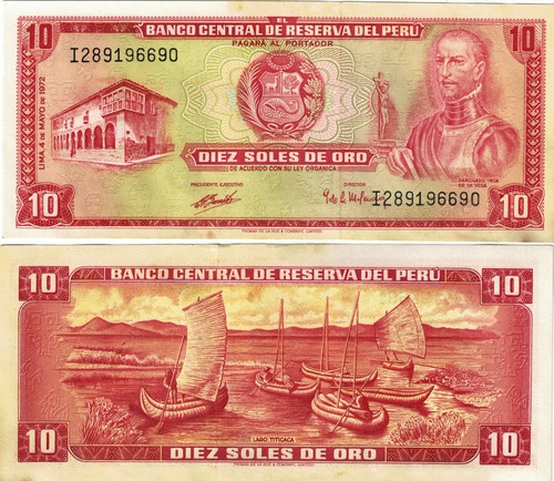 Peru banknote unc soles de - peru,
