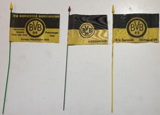 Borussia Dortmund drei kleine Fähnchen Fahnen 60er Jahre Bundesliga Kirmes