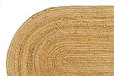 Jute Teppich oval 90x60cm Natur Handgefertigt Flechtmuster Outdoor Boho Bio T80