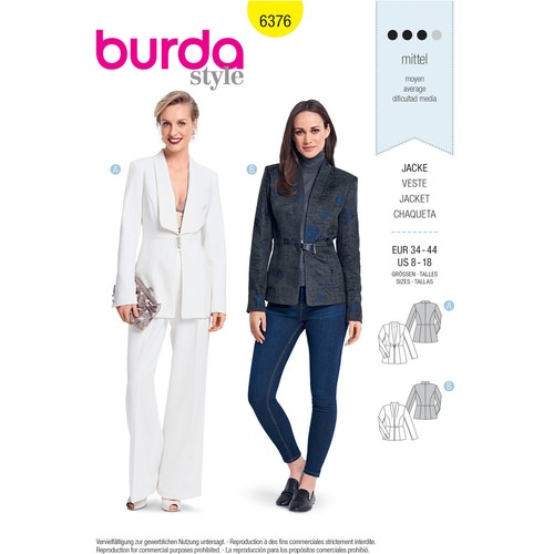 Burda 6376 blazerjacke - 6376,