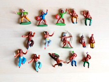 5 /6cm DDR Indianer Wildwest Spielzeug Reiter Kanufahrer Konvolut  Hartgummi 