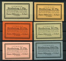 Erfurt 6 Scheine Notgeld / Hans Hillmann ................................2/28798