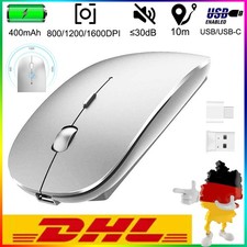 2,4 GHz Kabellose Maus Funkmaus mit USB/USB-C Wiederaufladbar für Laptop/Apple