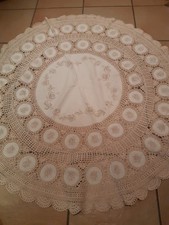 Tischdecke rund Baumwolle Handarbeit Rosen Häkeln