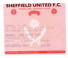 Ticket ENG Sheffield United - Queens Park Rangers 18.10.1997