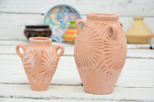 Terrakotta glas vase rustikal - glas,