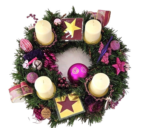 Adventskranz rosa lila - rosa,