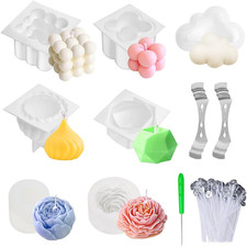 7Pcs Kerzen Gießform, CZMAO 3D DIY Kerzenform Silikon Kerzen Selber Machen Set K