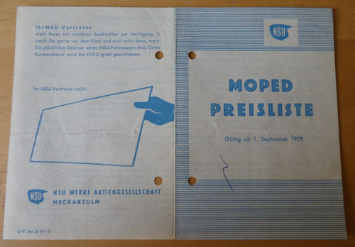 Original nsu preisliste 1959 - original,