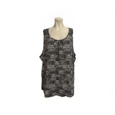 Top Bluse Tunika Shirt Damen 56/58 schwarz-weiß Spitze Ärmellos Oberteil Träger