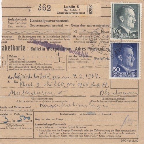 Judaika paketkarte lublin - paketkarte,