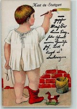 13153457 - 7000 Stuttgart Kind Hemdchen Pinsel Farbe Mauer Ziehpferd Stuttgart