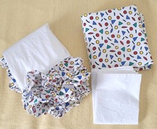 3 tlg. Set Bettwäsche / Himmel Kinder Baby Baumwolle weiß bunt, 1A Zustand