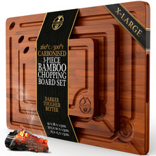Hirsch & Eiche 3-teiliges Bambus Schneidebrett Set - vorgeölte Holzschneidebretter