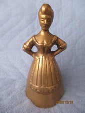 Alte antike Rezeptionsklingel Tischglocke mit Frau aus Messing Bronze