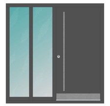 Haustüre mit Blockrahmen Meranti RAL 8022 schwarzbraun mit Isolierglas 