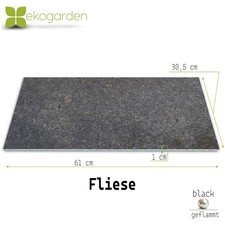Granit Fliese Terrassenplatte 61x30,5x1cm Innen Außen Rau Black Pearl Schwarz