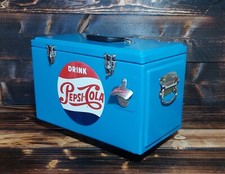 Pepsi Cola Kühlbox  25 Liter - 49x27x30cm + Pepsi Cola Flaschenöffner Alu Schild
