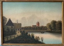 Altes Ölbild Antik Landschaft