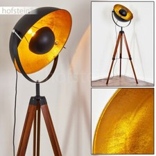Studio Schlaf Wohn Zimmer Leuchte schwarz/gold Holz Steh Stand Lampe verstellbar