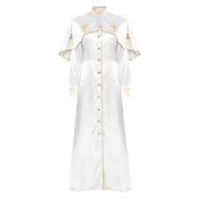 Priester, Kleriker, Klerus Satin Kostüm Weiß Gold Gr. 46