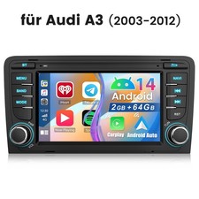 Für Audi A3 8P 2003-2012 2+64G Autoradio Android 14 GPS NAVI Apple Carplay Bose