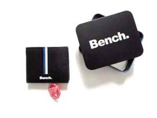 Geldbörse Leder mit RFID Folie schwarz in der Metallbox 11 x 9 x 2 cm BENCH