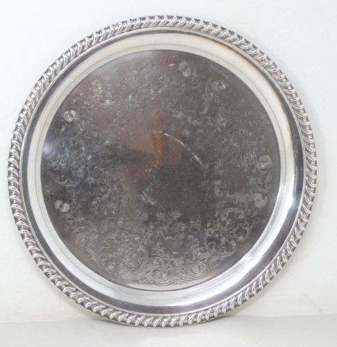 Round serving tray engraved - round,