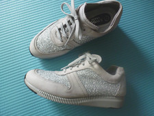 SAYDO Komfort Halbschuhe Sneaker Echtleder Grau/Silber-Glitzer Gr.39 ✅NEU 90 €