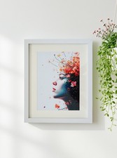 Gerahmtes Blumen Frau Wandbild