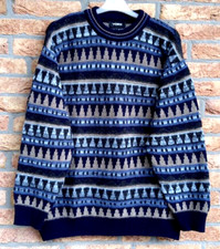 YORN Herren Pullover Gr. L - XL Strick Langarm Wolle Blau - Braun Super