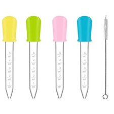 Pipette 4 Stück 5ml Silikon Kunststoff Pipetten Transparent mit Reinigungsbürste