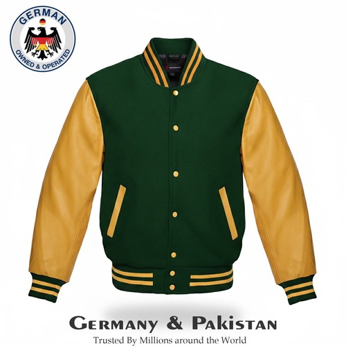 Green varsity letterman wool - green,