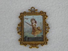 Erhard & Söhne, Bilderrahmen - Mädchen mit Besen, Zinn, Puppenstube, 4D261-7