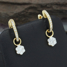 Wert 1290 € wandelbare Brillant Creolen Ohrringe (0,30 ct) 750 18 Karat Gelb ...