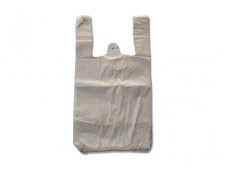 Hemdchentragetaschen - Tüten 18my Plastiktüten Tragetaschen - 30x20x60cm - Weiß