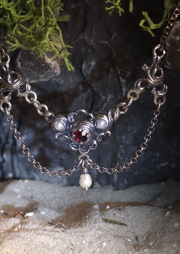 Jugendstil collier granat - collier,