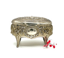 Tolle schwere  VINTAGE Schmuck Uhren Silber Dose zur Aufbewahrung Schatulle