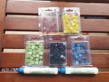 Glas Mosaiksteine  10x10 mm Gelb Blau Rot Grün Schwarz + Textil Glassteinkleber