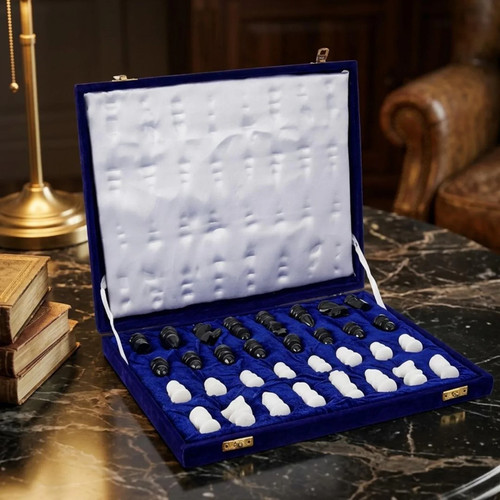 Alabaster schachfiguren set - alabaster,
