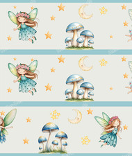 Kinder Bordüre Feen Sterne