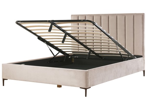 Polsterbett samtstoff beige - polsterbett,
