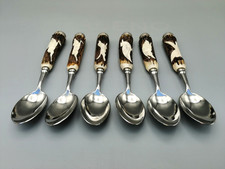 Anton Wingen 6x kleine Löffel Jagdbesteck Hirschhorn Solingen Kaffeelöffel Horn