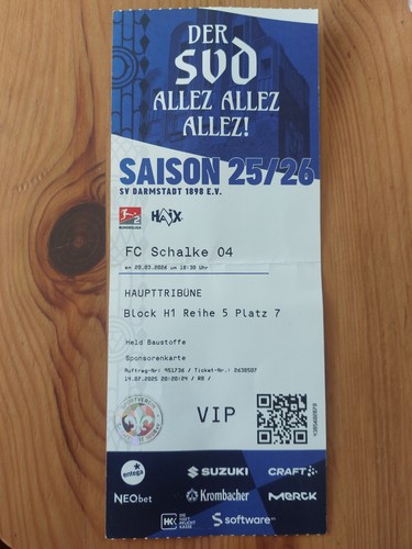 Used vip ticket - ticket, 2.bundesliga
