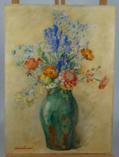 Aquarell Wilhelm Neuhäuser Stilleben Blumen Vase Dachau Dachauer Maler
