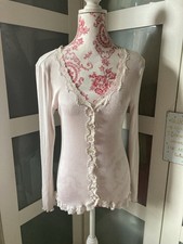 rosemunde copenhagen Shirt Cardigan Rippmuster Gr XL Seide Spitze Beige