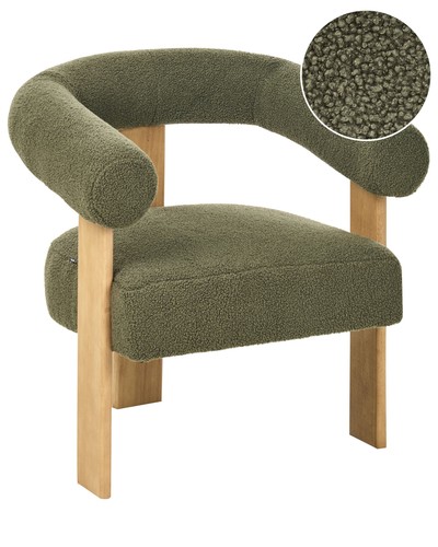 Sessel bouclé olivgrün - bouclé,