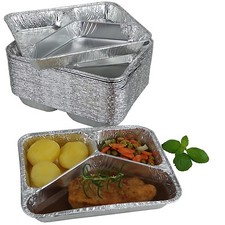 100 Aluschalen | Aluminium Assiette | Alumenüschale | 3-geteilt | flach