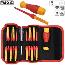 12-tlg Elektro Schraubendreher Satz VDE 1000V Vollisoliert Schlitz PH Elektriker